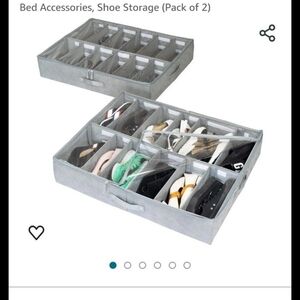 Underbed Shoe Storage Organizer (Gray) - 2-Pack